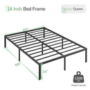 NOVILLA QUEEN BED FRAME 14 INCH METAL PLATFORM N-F10013-Q-BK - BLACK - Like New