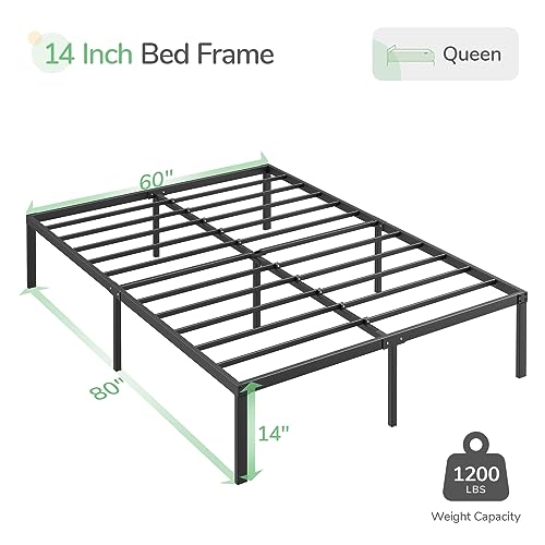 NOVILLA QUEEN BED FRAME 14 INCH METAL PLATFORM N-F10013-Q-BK - BLACK - Like New