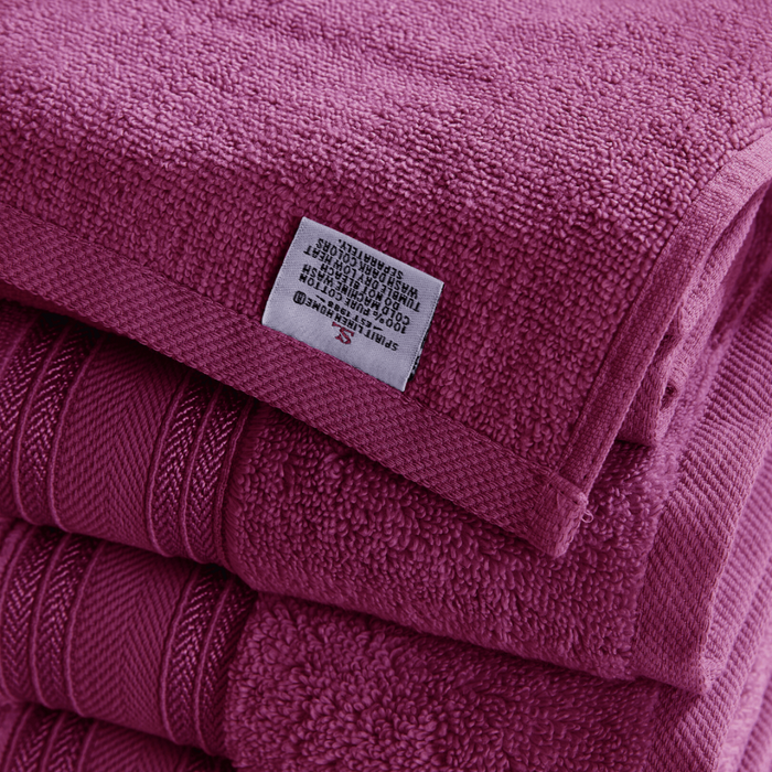 SPIRIT LINEN 18PC COTTON BATH TOWELS SET 4241RAS3PK - RASPBERRY - Brand New