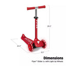 RADIO FLYER GLIDER JUNIOR KICK SCOOTER WITH LIGHT UP WHEELS 3-WHEEL - RED/WHITE - Brand New