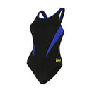 SW2560142 MICHAEL PHELPS SPLICE COMP BACK SWIMSUIT WOMEN 30 BLACK/ROYAL BLUE - Brand New