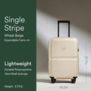 ANTLER SINGLE STRIPE HARDSIDE CARRY-ON LUGGAGE, 22X14X9, 40L - WHEAT BEIGE - Like New