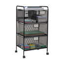 MIND READER CART WITH DRAWERS, MULTIPURPOSE OFFICE ORGANIZER, METAL, 4DRMESH-BLK - Brand New