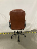 PU LEATHER OFFICE CHAIR ERGONOMIC ADJUSTABLE HEIGHT - BROWN - Like New
