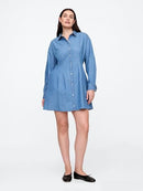 GAP Women's Fit and Flare Mini Shirtdress, Medium Wash, XX-Large - Like New