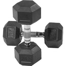 FITVIDS SPORZON! HEX DUMBBELLS RUBBER COATED WEIGHTS 2-PIECE - BLACK - Brand New