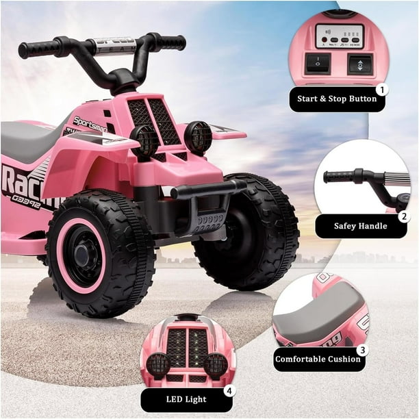 JOJOKA KIDS ATV RIDE ON CAR 6V BATTERY POWERED ELECTRIC RIDE ON TOYS - PINK - Like New