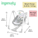 Ingenuity ConvertMe 2-in-1 Compact Portable Automatic Baby Swing & Infant Seat - Like New