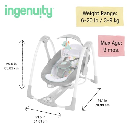 Ingenuity ConvertMe 2-in-1 Compact Portable Automatic Baby Swing & Infant Seat - Like New