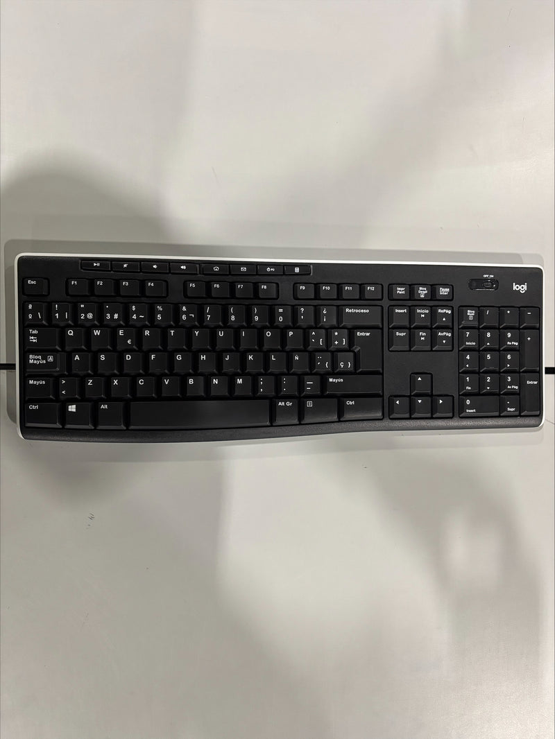 LOGITECH K270 WIRELESS KEYBOARD FULL-SIZE NUMBER PAD  - SPANISH - BLACK - Like New
