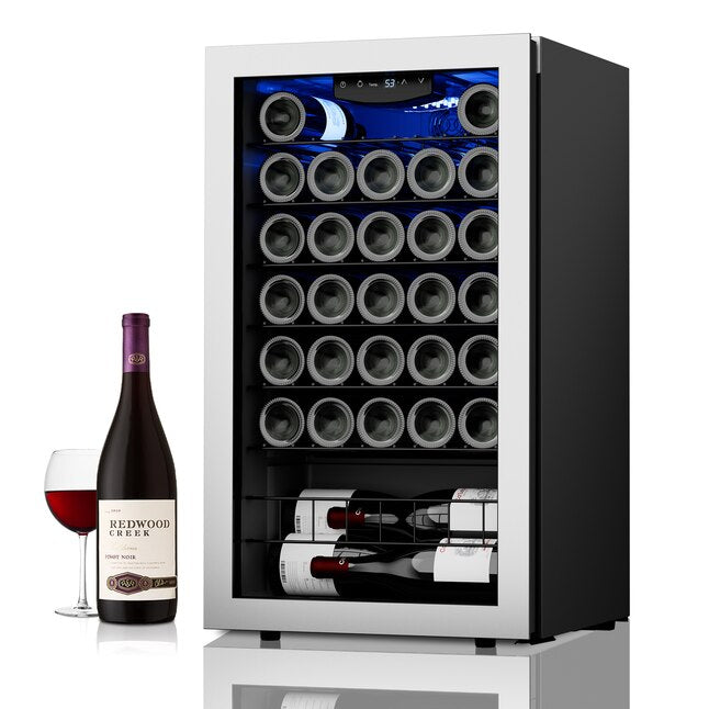 CA'LEFORT 38-65°F, 32 -BOTTLES FREESTANDING INDOOR WINE COOLER - STAINLESS STEEL - Like New