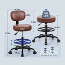 17 STORIES D16 ADJUSTABLE FOOT REST ROLLING STOOL WITH WHEELS - EMBER BROWN - Like New