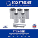 ROCKETSOCKET Extraction Socket Set 7 Pieces American Drawn Steel - Blue - Brand New