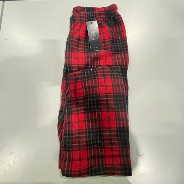 BELLO WOMENS EXTRA SOFT FLEECE PAJAMA PANTS - SIZE: WOMEN M - RED/BLACK - Brand New