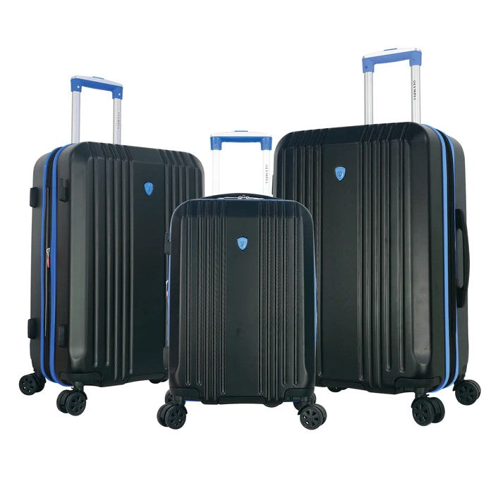 Olympia USA Apache II 3-Piece Expandable Spinner Luggage Set - BLACK/BLUE Like New