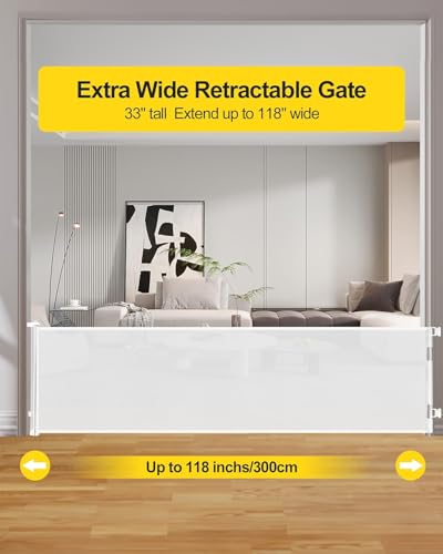 DEARLOMUM 118 Inch Extra Wide Retractable Baby Gate, Chadwell - Scratch & Dent