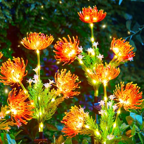 Brightown Outdoor Solar Garden Lights - 4 Pack LED Flower Lights Glowing - Red - Like New