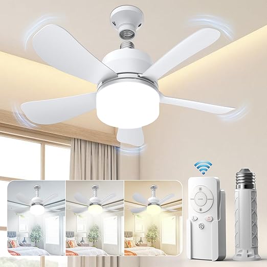 EONINI Socket Ceiling Fans Lights Fan light Dimmable Led Light - Scratch & Dent