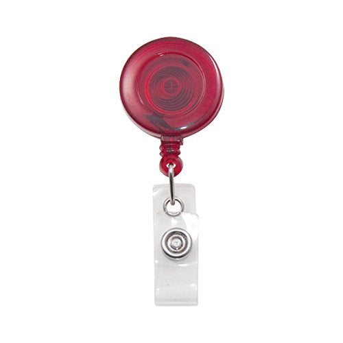 ADVANTUS TRANSLUCENT RETRACTABLE ID CARD REEL 30" EXTENSION RED 12/PACK - Brand New