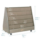 ECR4KIDS DOUBLE-SIDED MOBILE BOOK DISPLAY, CLASSROOM BOOKSHELF GRAY WASH - Like New
