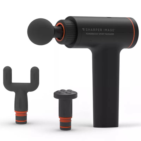 SHARPER IMAGE POWERBOOST SPORT PERCUSSION HANDHELD MASSAGER - BLACK - Like New