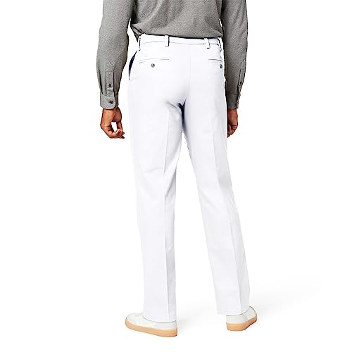 Dockers Men Fit Signature Khaki Lux Cotton Stretch Pants W34/L32 PAPER WHITE - Brand New