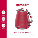 HOMEART RIVA ELECTRIC KETTLE, 1.7L, HPKR4 - RED Like New