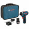 BOSCH PS21-2A 12V MAX 2-SPEED POCKET DRIVER 2) 2.0AH BATTERIES - BLUE - Like New