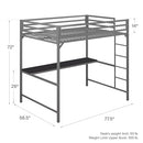 DHP Furniture FURNITURE 4308429 MILES FULL BED, SILVER METAL LOFT BED - SILVER - Like New