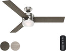 Hunter 54in Contemporary Ceiling Fan with Remote Control - Brushed Nickel Like New