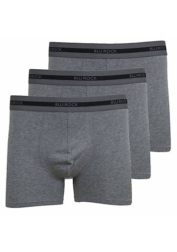 BLU ROCK MEN'S COTTON FLEX STRETCH BOXER BRIEFS-3 PACK, MEDIUM - CHARCOAL - Brand New