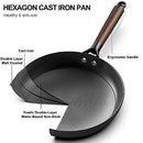 LAMFO 12" CAST IRON SKILLET FRYING PAN REMOVABLE HANDLE PFAS-FREE - BLACK - Like New