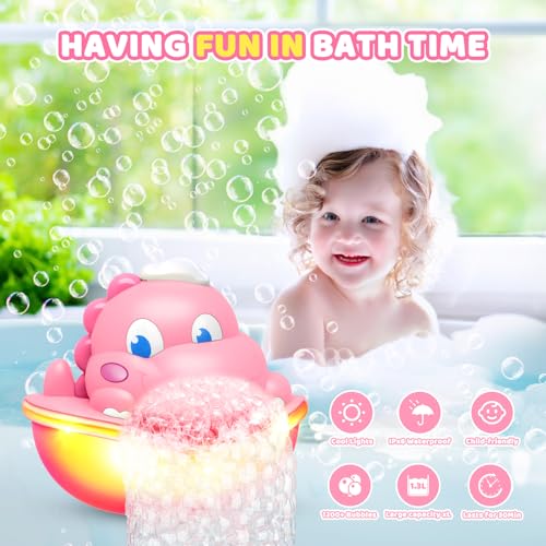 DIYFRETY BABY BATH TOYS LIGHT-UP BATH TOYS BATH BUBBLE MACHINE - PINK Like New