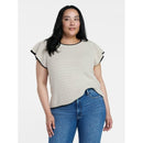 TIME AND TRU FLUTTER SLEEVE SWEATER, LIGHTWEIGHT - SIZE: WOMEN M - PAPYRUS BEIGE - Brand New