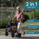 ELENKER 2-IN-1 SHOCK-ABSORBING ROLLATOR WALKER 10” WHEELS - RED - Like New