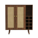 Atlantic Loft & Luv Remy Boho Mid-Century Bar Cabinet Walnut Panels 38408171 - Like New