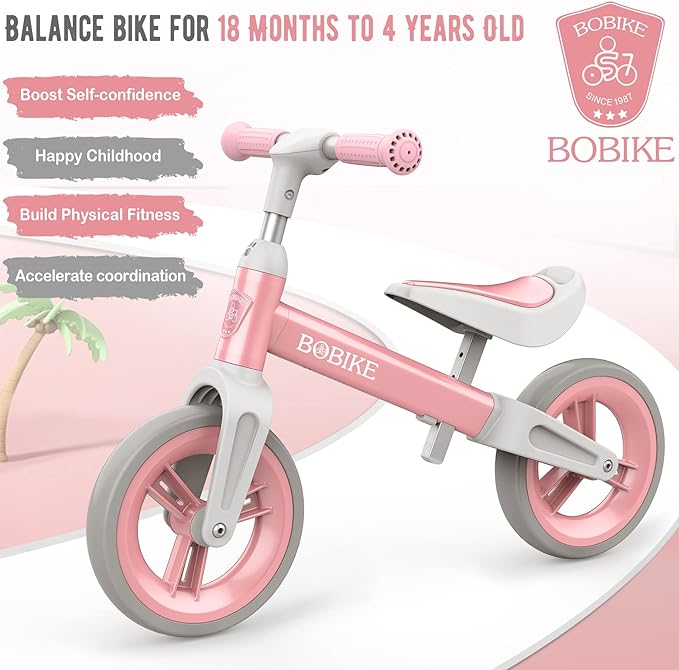 Bobike Toddler Balance Bike Toys 1 to 4 Year Old Adjustable Seat LJ-AS108 - PINK Like New