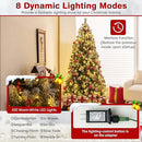 Goplus 6.5ft Pre-Lit Christmas Tree, Hinged Xmas Tree 420 LEDs Ribbons- Green - Brand New