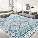 HOMBYS 8x10 ft Moroccan Area Rug Large Floral Carpet Non-Slip - Blue - Brand New