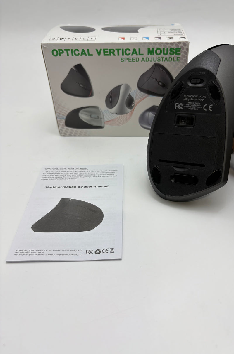 GENERIC WIRELESS VERTICAL ERGONOMIC OPTICAL MOUSE - GRAY - Like New
