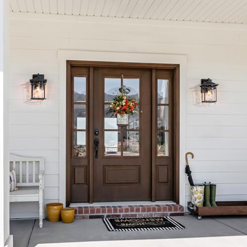 CLASSIC LEAVES OUTDOOR WALL LIGHTS, EXTERIOR WALL SCONCES - BLACK GOLD - Brand New