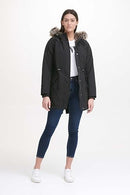 LW7WP625 Levi's Women's Faux Fur Lined Hooded Parka Jacket Coat Black 1X - Like New