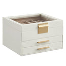 SONGMICS Jewelry Box Glass Lid 3-Layer Organizer 2 Drawers - Scratch & Dent