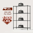 BESTOFFICE 4 TIER SHELVING UNIT NSF WIRE 14X36X54,BLACK - BLACK - Brand New