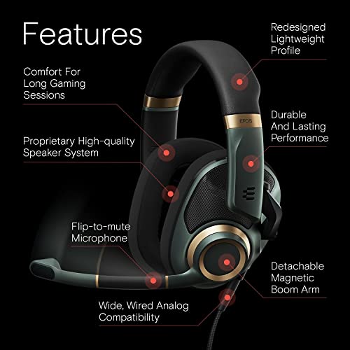 EPOS H6 PRO Open Acoustic Wired Gaming Headset 1000970 - Racing Green - Like New