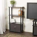 HOME BASICS 4 TIER SHELF ORGANIZER WITH CABINET CONTEMPORARY - GREY - Like New