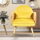 BUUHOME AMCHAIR RATTAN ARMREST METAL LEGS MID CENTURY MODERN XL - YELLOW - Like New