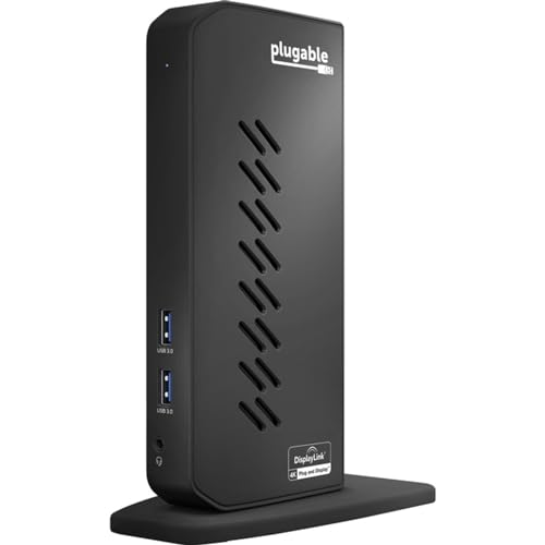 PLUGABLE USB 3.0 & USB-C DUAL 4K DISPLAY DOCKING STATION UD-6950Z VERTICAL BLACK New