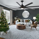 FINXIN Indoor Ceiling Fan Light Fixtures Black Remote LED 72 Ceiling Fans - Like New