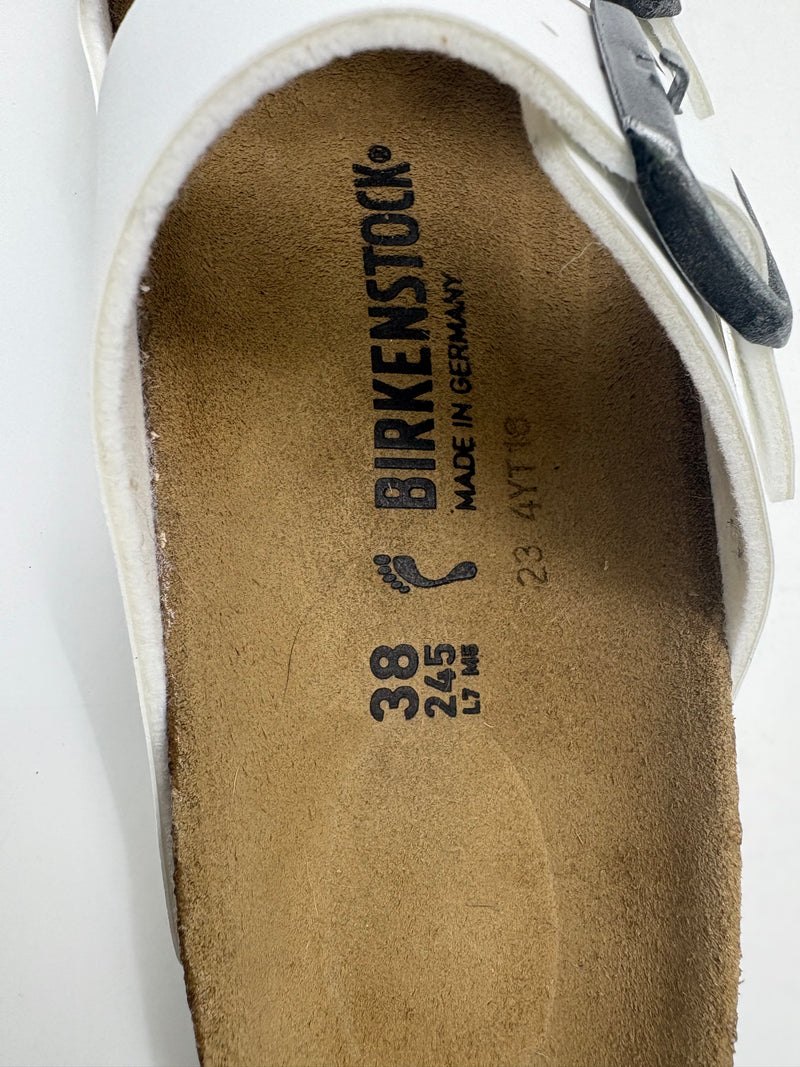 BIRKENSTOCK ARIZONA UNISEX SANDALS/SLIDES - SIZE: MEN 5 WOMEN 7 - WHITE - Like New